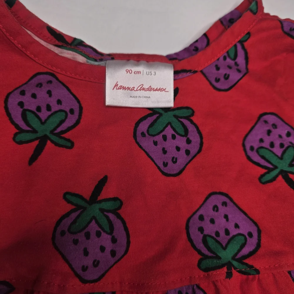 Hanna Andersson Red Dress with Purple Strawberry Print- Size 3